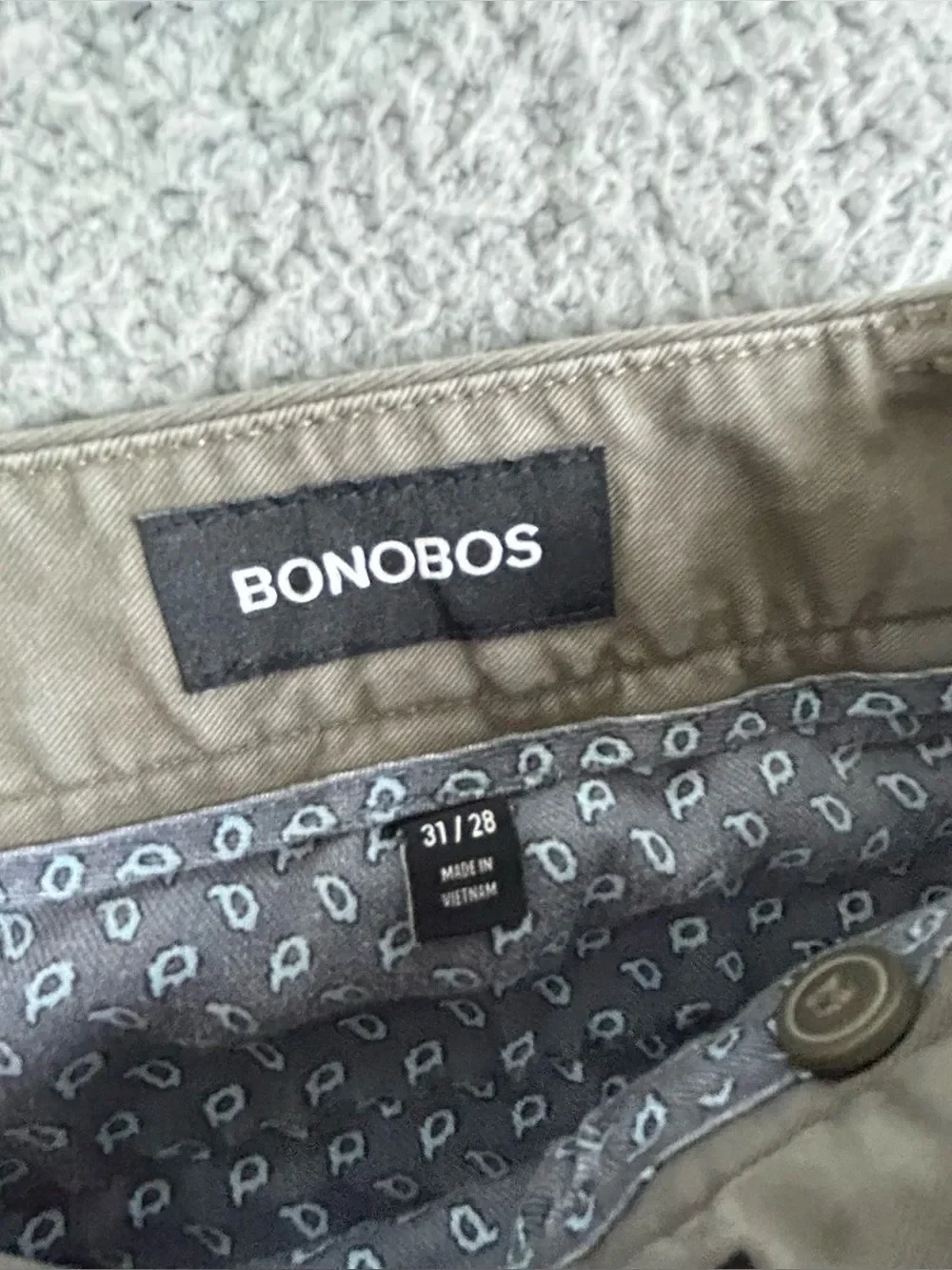Bonobos Men's Olive Chino Pants - Classic Straight Fit size 31-28